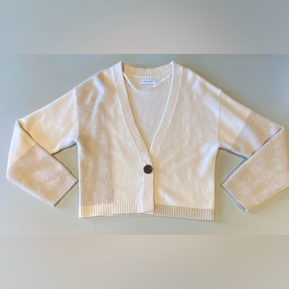 NAADAM Cashmere Boxy Cardigan in Colorblock, size XS